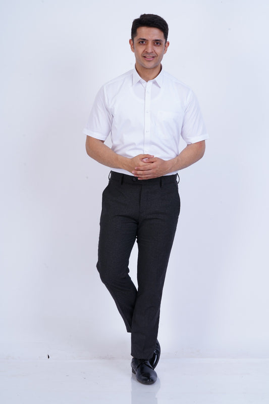 Cotton Half Sleeve Regular fit White Shirt