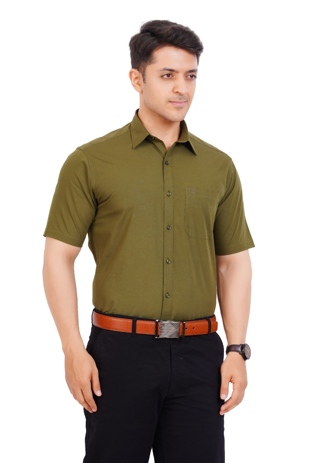 Khaki Green  Shirt Half Sleeve