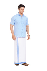 Light Blue Shirt & Dhoti Half Sleeve