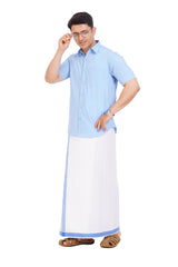 Light Blue Shirt & Dhoti Half Sleeve