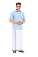 Light Blue Shirt & Dhoti Half Sleeve