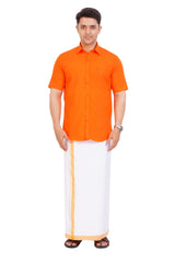 Orange Shirt & Dhoti Half Sleeve