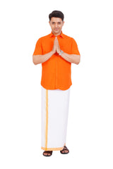 Orange Shirt & Dhoti Half Sleeve