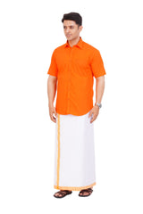 Orange Shirt & Dhoti Half Sleeve