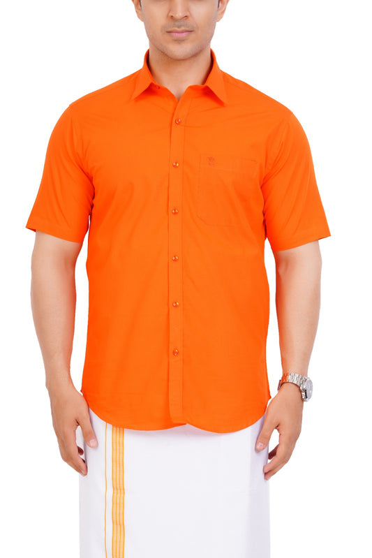 Orange Shirt & Dhoti Half Sleeve