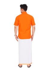 Orange Shirt & Dhoti Half Sleeve