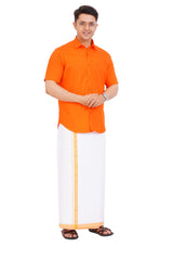 Orange Shirt & Dhoti Half Sleeve