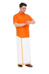 Orange Shirt & Dhoti Half Sleeve