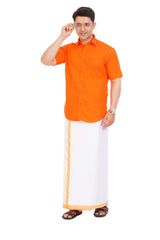 Orange Shirt & Dhoti Half Sleeve