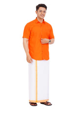 Orange Shirt & Dhoti Half Sleeve