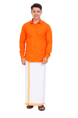 Orange Shirt & Dhoti Full Sleeve