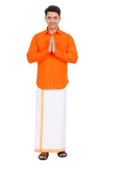 Orange Shirt & Dhoti Full Sleeve