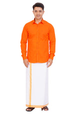 Orange Shirt & Dhoti Full Sleeve