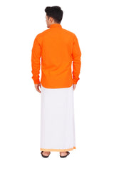 Orange Shirt & Dhoti Full Sleeve