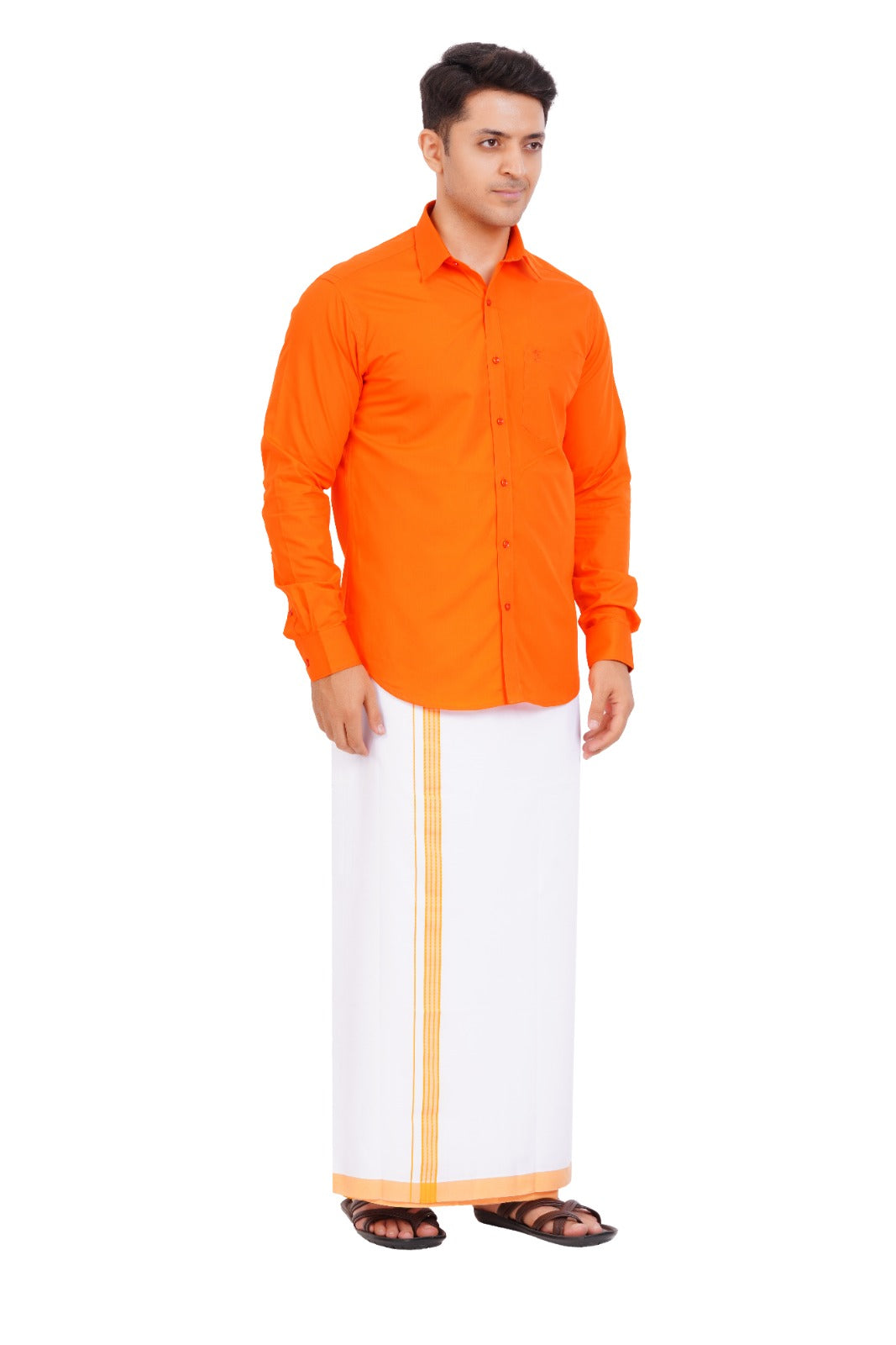 Orange Shirt & Dhoti Full Sleeve