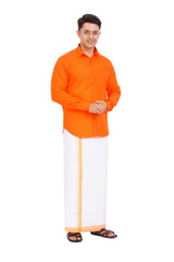 Orange Shirt & Dhoti Full Sleeve