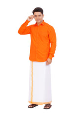 Orange Shirt & Dhoti Full Sleeve