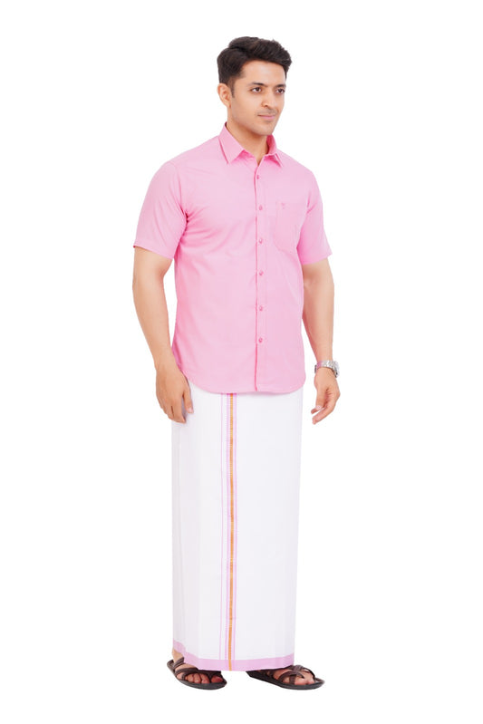 Pink Shirt & Dhoti Half Sleeve