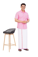 Pink Shirt & Dhoti Half Sleeve