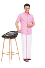 Pink Shirt & Dhoti Half Sleeve