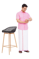 Pink Shirt & Dhoti Half Sleeve