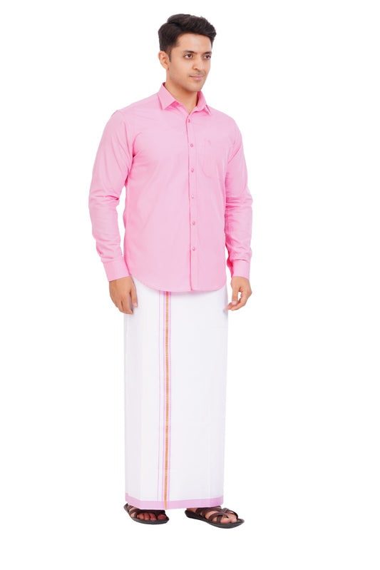 Pink Shirt & Dhoti Full Sleeve