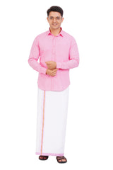 Pink Shirt & Dhoti Full Sleeve