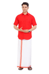 Red  Shirt & Dhoti Half Sleeve