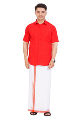 Red  Shirt & Dhoti Half Sleeve