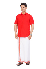 Red  Shirt & Dhoti Half Sleeve