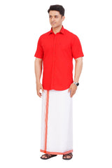 Red  Shirt & Dhoti Half Sleeve