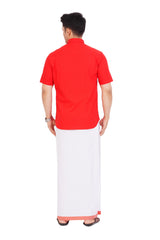 Red  Shirt & Dhoti Half Sleeve