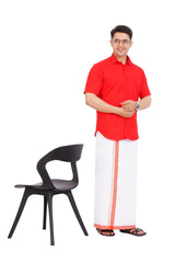 Red  Shirt & Dhoti Half Sleeve