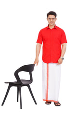 Red  Shirt & Dhoti Half Sleeve