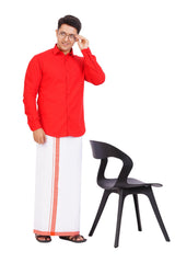 Red  Shirt & Dhoti Full Sleeve