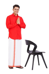 Red  Shirt & Dhoti Full Sleeve