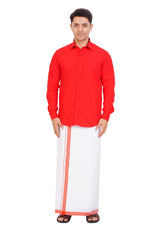 Red  Shirt & Dhoti Full Sleeve