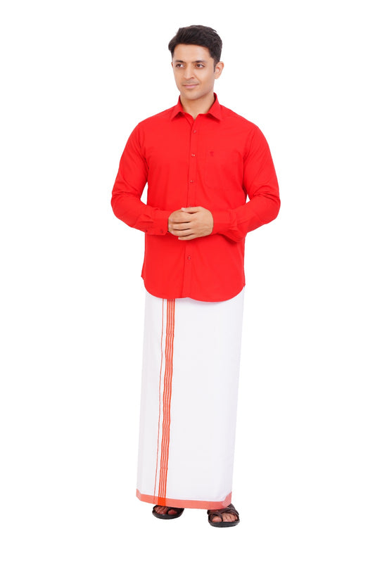 Red  Shirt & Dhoti Full Sleeve