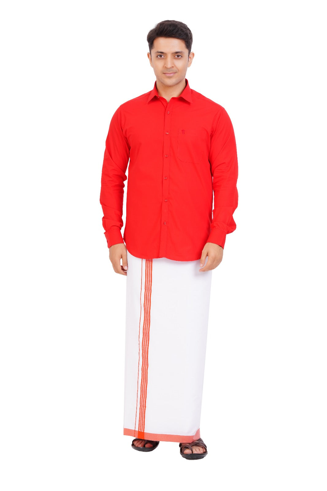 Red  Shirt & Dhoti Full Sleeve