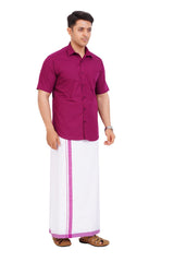 Violet  Shirt & Dhoti Half Sleeve