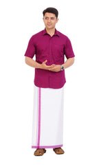 Violet  Shirt & Dhoti Half Sleeve