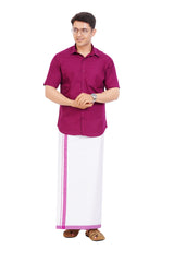 Violet  Shirt & Dhoti Half Sleeve