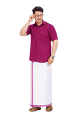 Violet  Shirt & Dhoti Half Sleeve