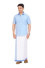 Light Blue Shirt & Dhoti Half Sleeve