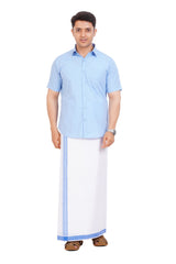 Light Blue Shirt & Dhoti Half Sleeve