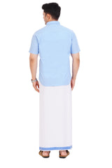 Light Blue Shirt & Dhoti Half Sleeve