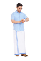 Light Blue Shirt & Dhoti Half Sleeve