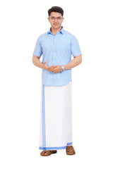 Light Blue Shirt & Dhoti Half Sleeve