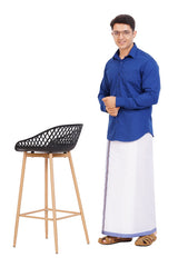 Royal Blue Shirt & Dhoti Full Sleeve