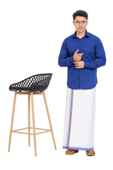 Royal Blue Shirt & Dhoti Full Sleeve